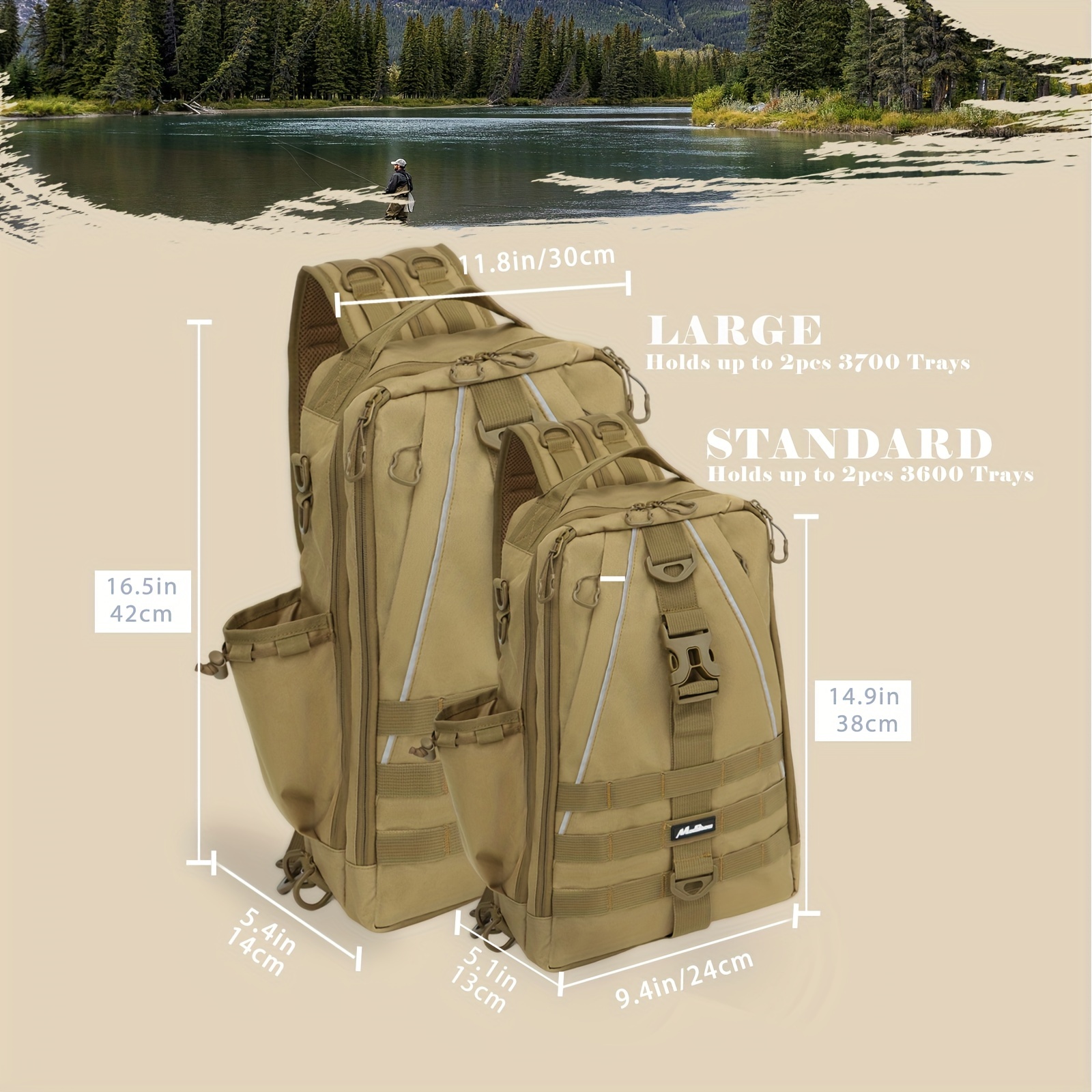 Terrete Mochila para aparejos de pesca, mochila de pesca de 38 litros con 3  soportes para caña y 4 cajas de aparejos, bolsa de aparejos de pesca