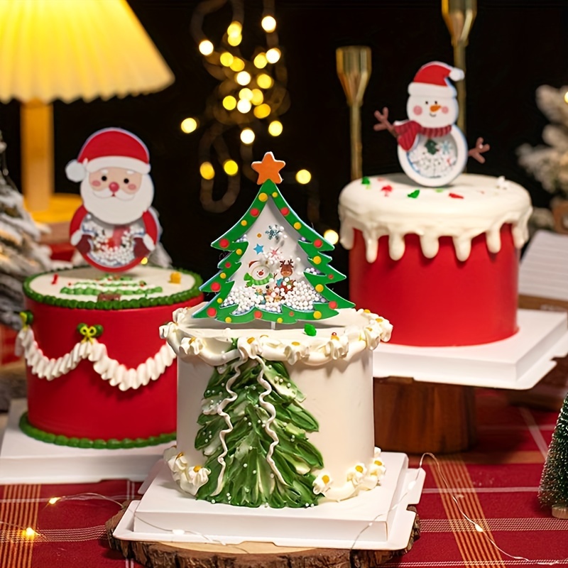 1pc Vintage Christmas Cake Decoration Plaque Double Layer Santa ...
