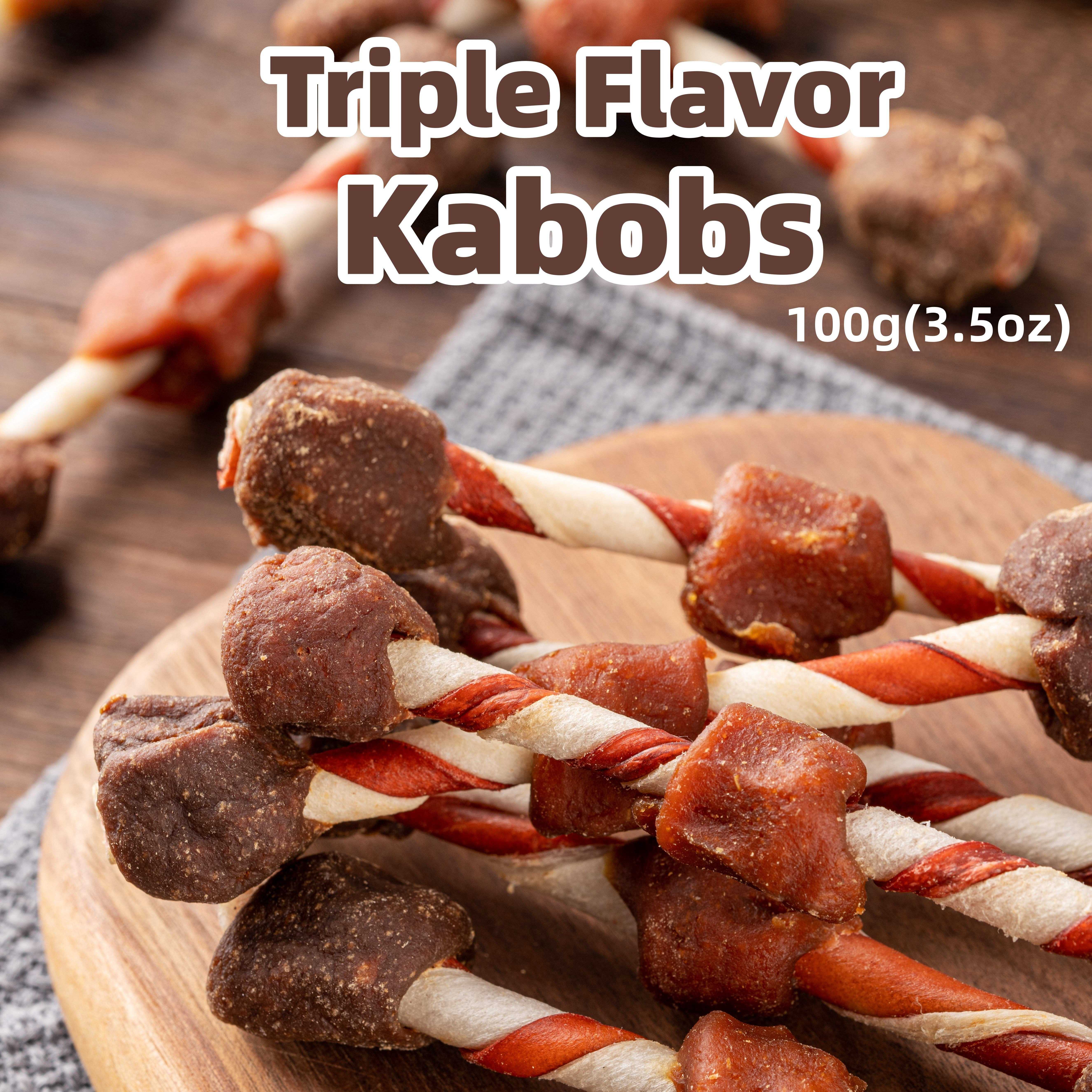 3.53oz/7.05oz/10.58oz Triple-Flavored Kabob, Dog Chew Sticks, Made With Real Chicken, Beef And Liver, Dog Treats For Dogs