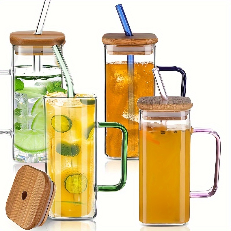 500ml/750ml Large Capacity Glass Water Bottle with Time Marker Cover for Water  Drink Transparent Milk Juice Simple Cup