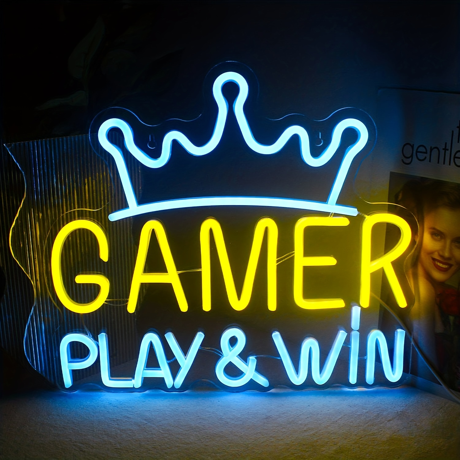 Crown Neon Led Neon Decorative Wall, Usb Game Room Decorative Luminous Logo,  Game Battle Station Wall Logo, For Party, Game Room, Game Area, Youth - Temu