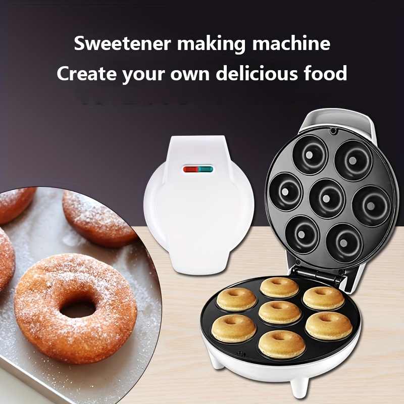 1PC Wall Plug 350-watt Mini Donut Maker Machine for Kid-Friendly Breakfast,  Snacks, Desserts & More with Non-stick Surface, Makes 3 Doughnuts, Red
