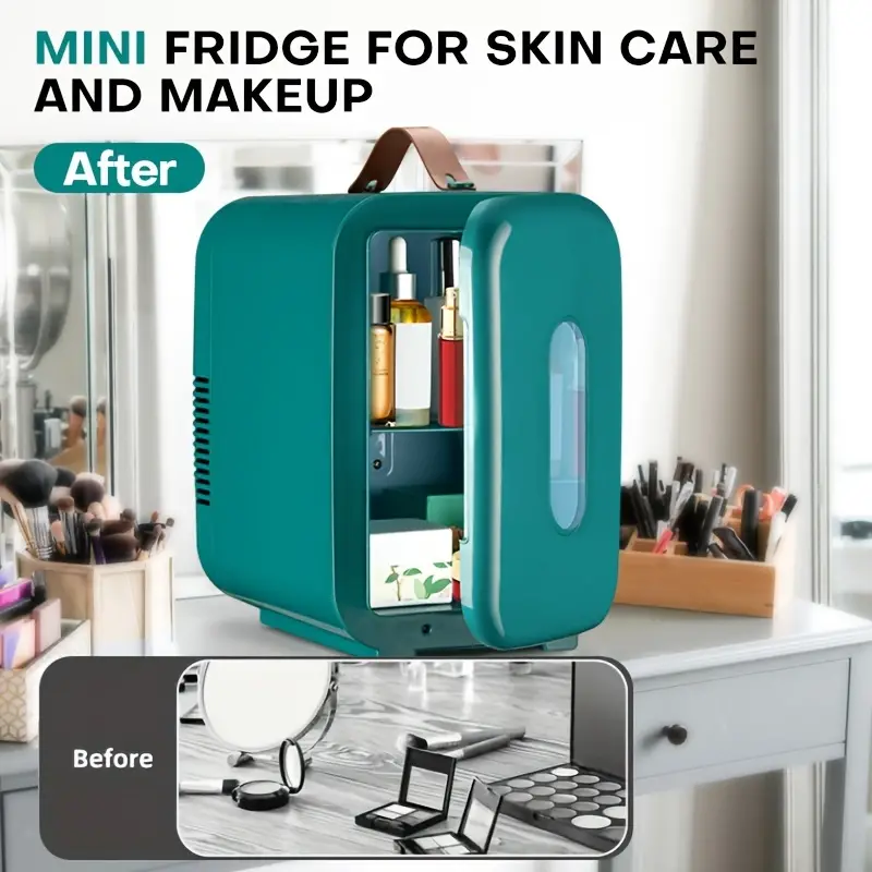 10l mini fridge portable refrigerator for bedroom car office desk college dorm room 12v portable cooler warmer for food drinks skincare beauty makeup details 5