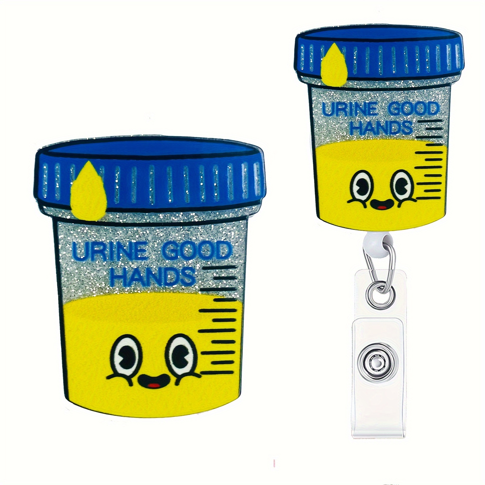 Urine Good Hands Retractable Glitter Badge Reel Clip Funny - Temu