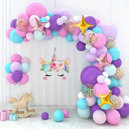 Colorful Birthday Decorations, Pastel Balloon kit, Macaron Party Supplies  with Confetti, Colorful Balloons, Rainbow Mylar Foil Happy Birthday Banner