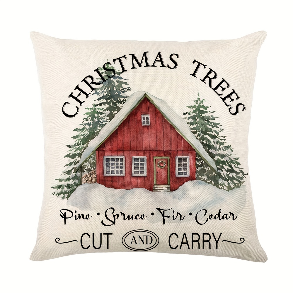 Homey Cozy Merry Christmas Holiday Oversized Fabric Pillow with Insert in  Red