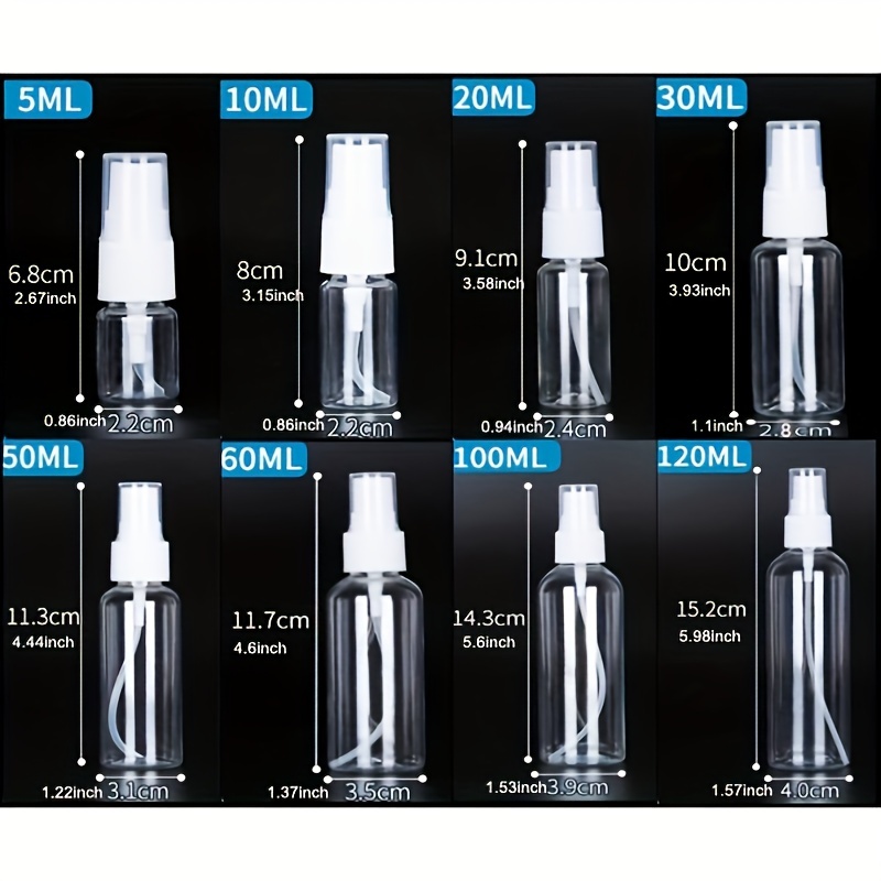 20/30/50/100 ml Plastic Spray Bottle Small Transparent Refillable Travel  Bottles