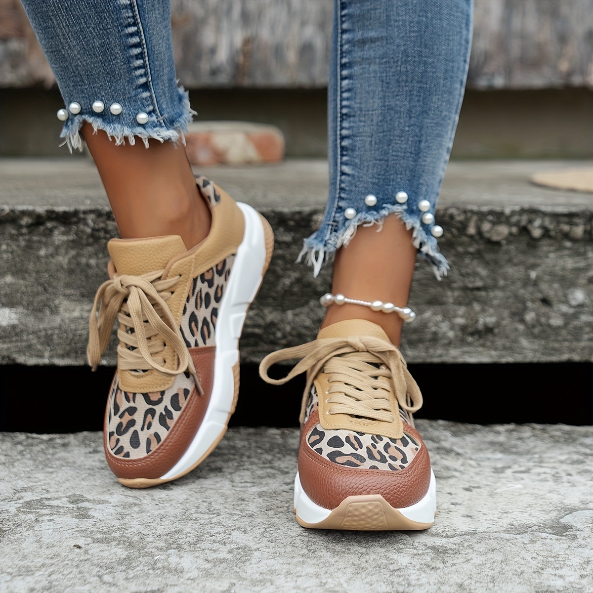 Zapatos Deportivos Estampado Leopardo Plataforma Mujer - Temu Chile