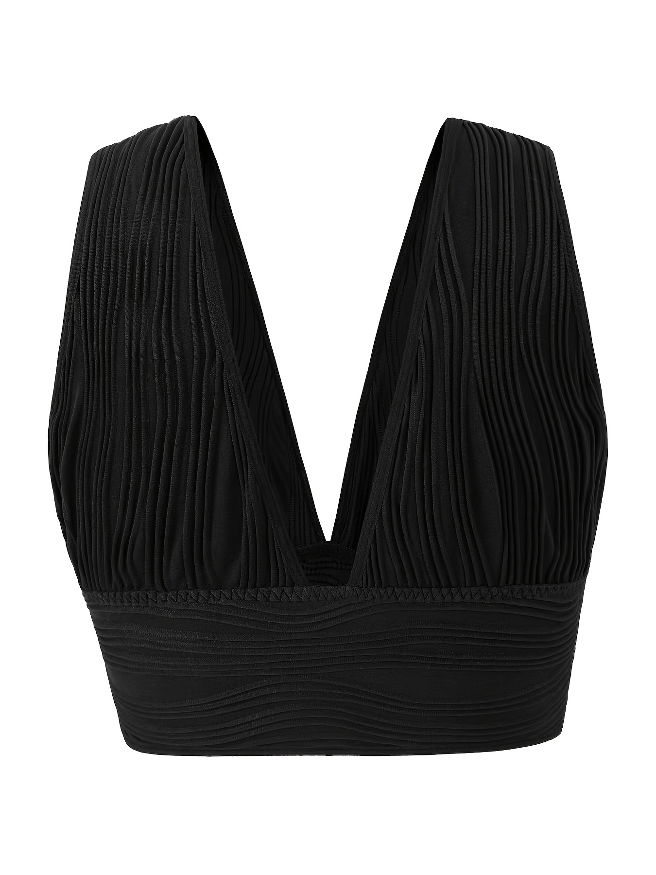 Plus Size Sexy Bra, Women's Plus Solid Cut Out Cross Halter High Stretch  Strappy Bra