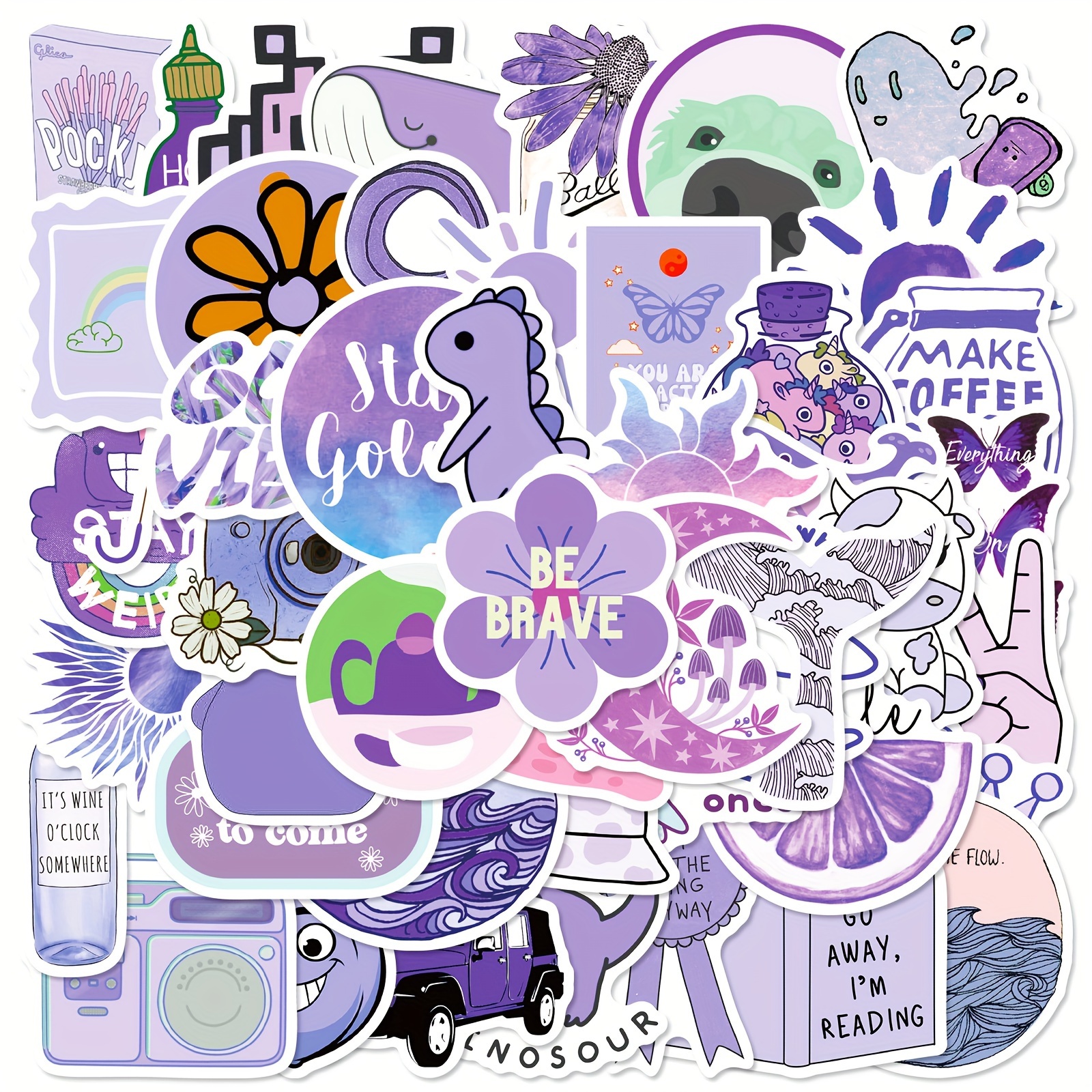 UK VSCO Purple Stickers for Hydro Flask 50Pcs Cartoon Phone Laptop Cute  Sticker