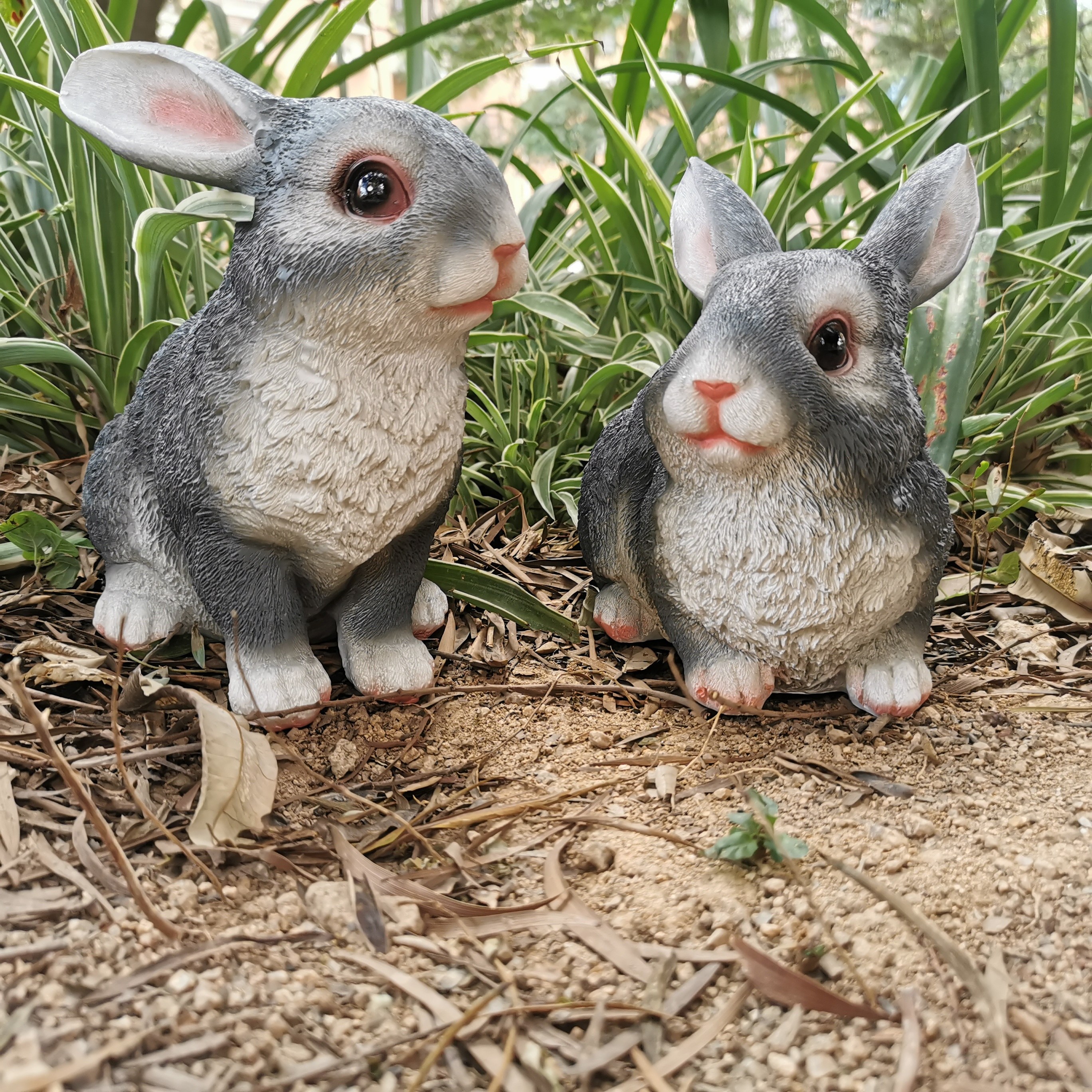 A Pair Simulated Rabbit Sculpture Resin Craft Ornaments - Temu