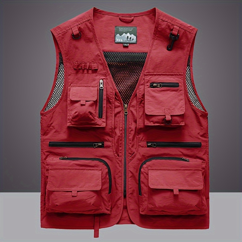 Breathable Mesh Zip Cargo Vest Men Perfect Fishing Hiking - Temu Canada