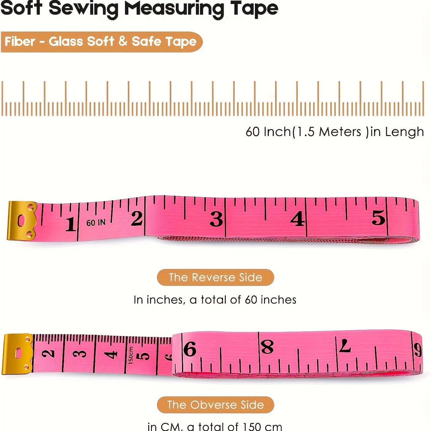 1pc, 150cm Soft Tape Measure, 60 Inch Leather Tape, Dual Scale
