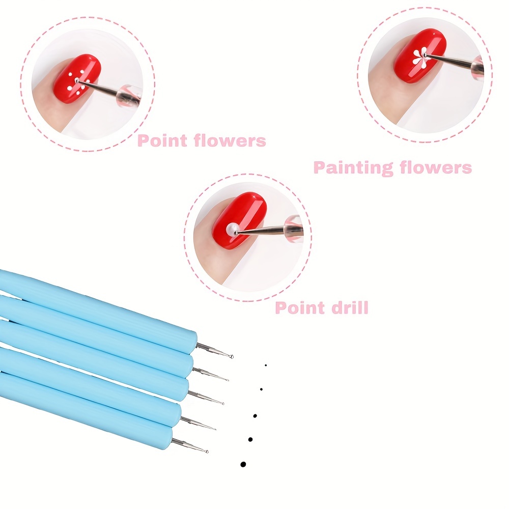 Dual-end Nail Art Carving Pen Silicone Head Wooden Handle Painting Brushes