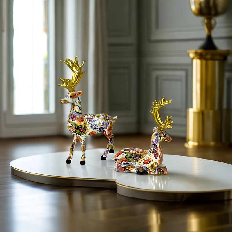 1pc, Colorful Deer Resin Statue Coffee Table Decoration Living Room, Modern  Art Sculpture Home Decoration Center Desktop, Entrance Table, Fireplace Ra