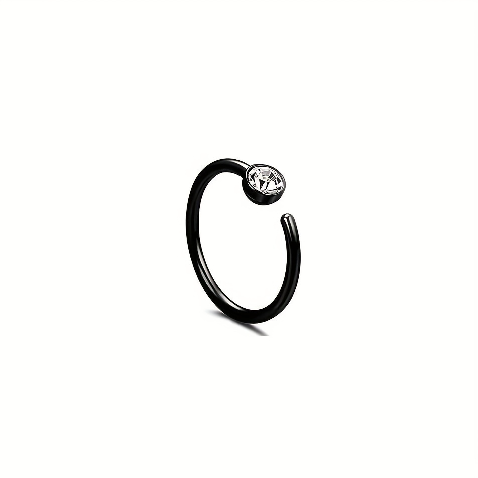 5pcs Hoop Nose Ring Set, Zircon Style Stainless Steel Jewelry