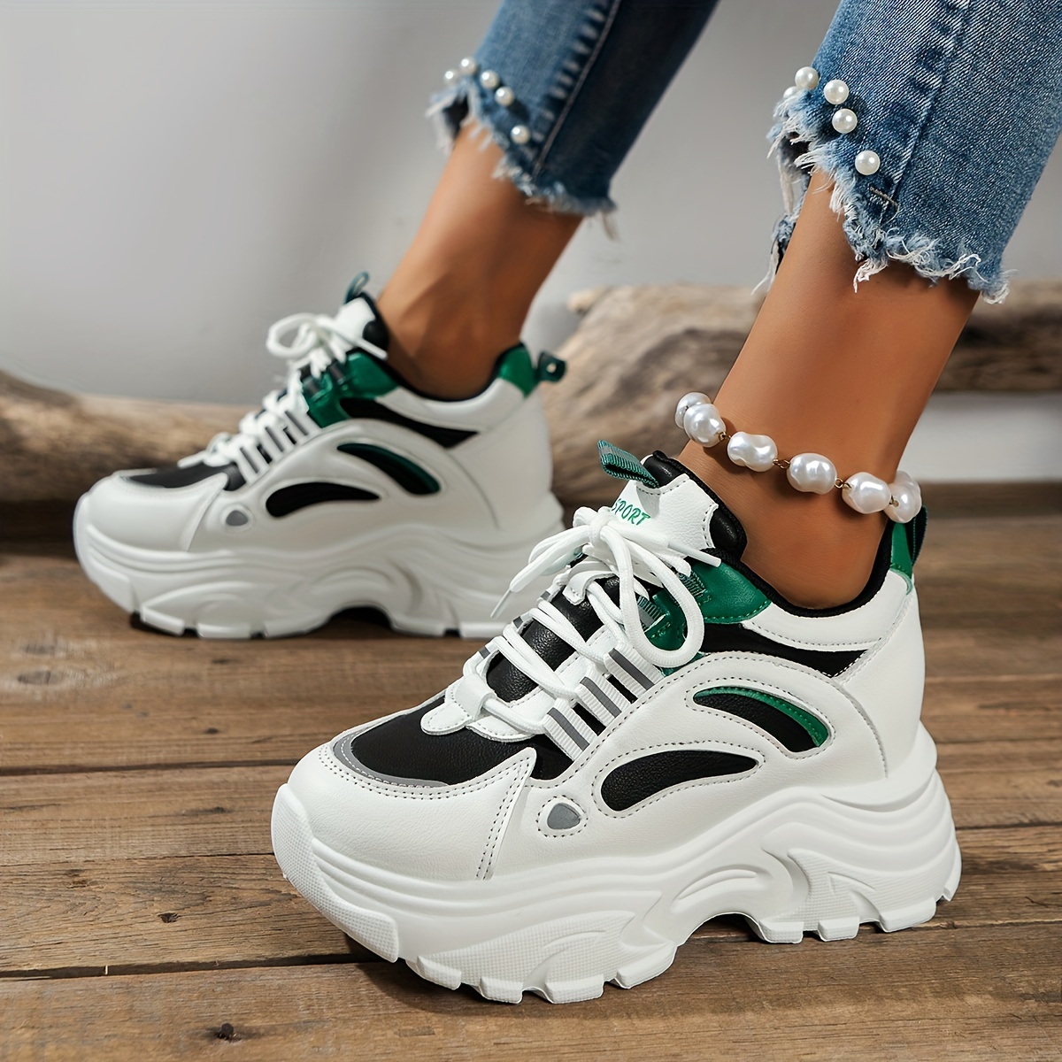 Women's Trendy Chunky Sneakers, Casual Low Top Lace Up Heightening Platform  Shoes, Women's Versatile & Breathable Shoes