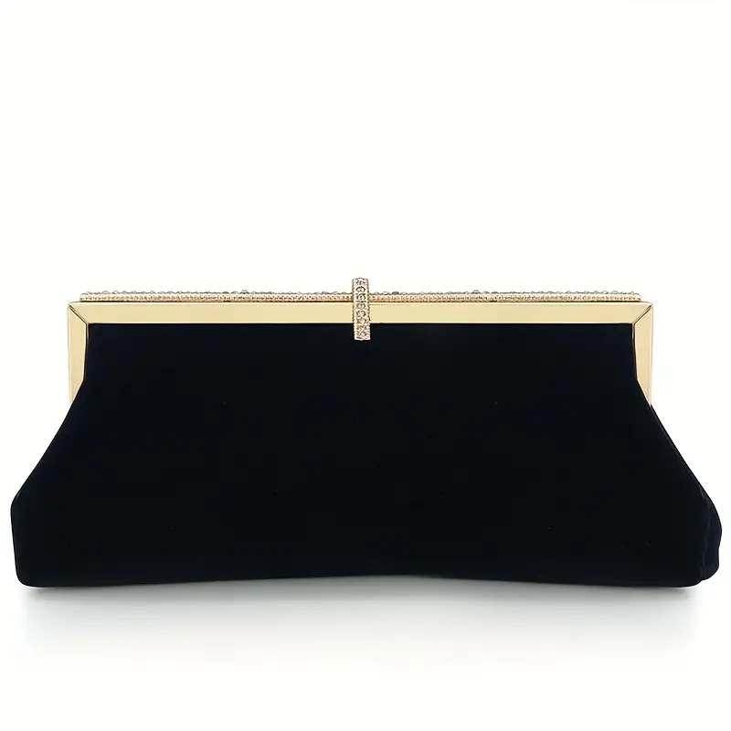 Velvet Evening Bag For Women Rhinestone Decor Clutch Purse - Temu