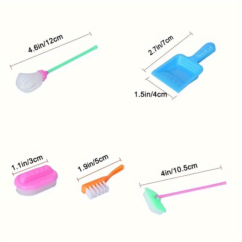 22 Pcs Miniature Dollhouse Cleaning Supplies Mini Bucket Mop Dust Pan Brush  Broom Mini Housework Cute Cleaning Supplies Tools Miniature Furniture