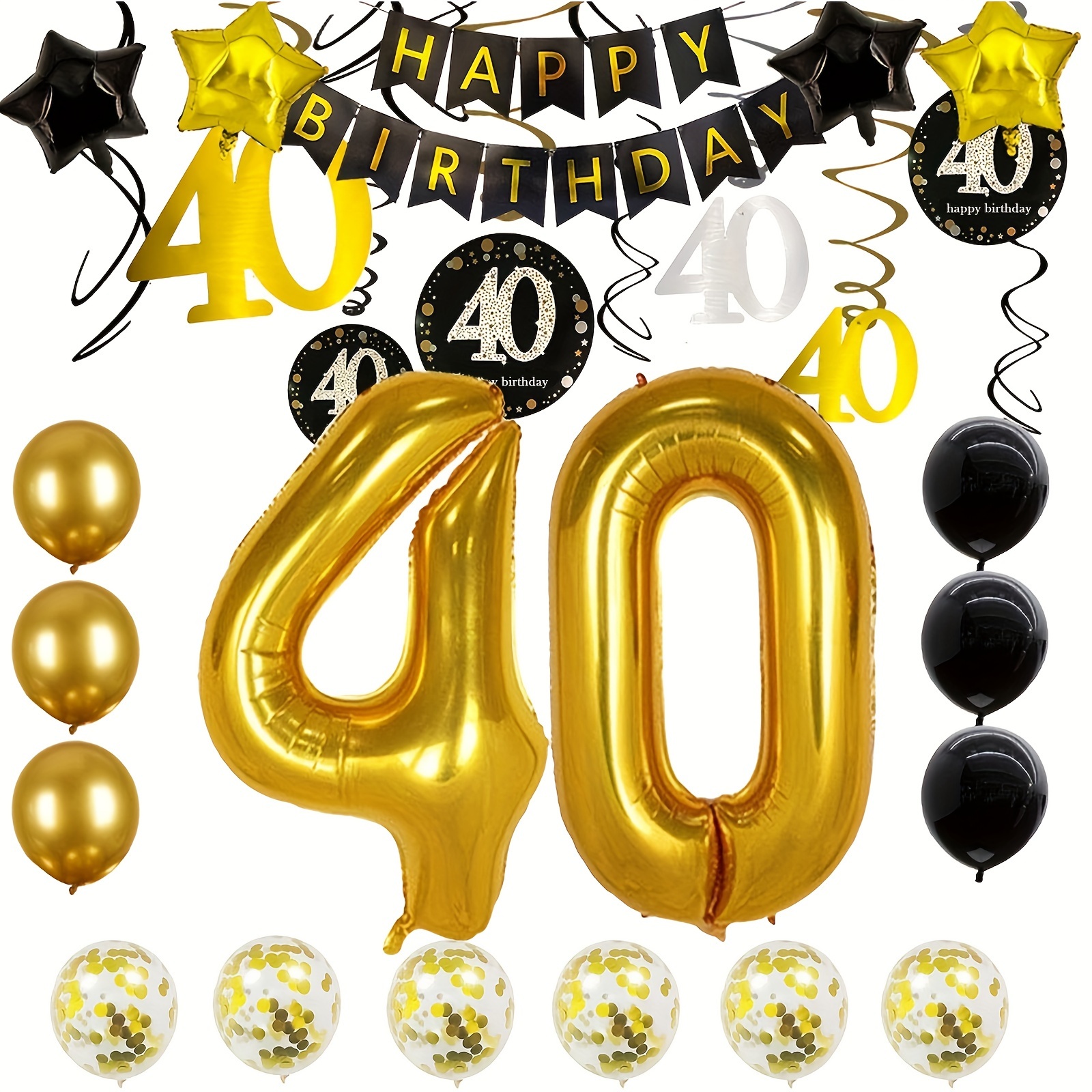 Conjunto, decoraciones de 40 cumpleaños para mujeres Decoraciones de 40  años para mujeres Globos de 40 cumpleaños
