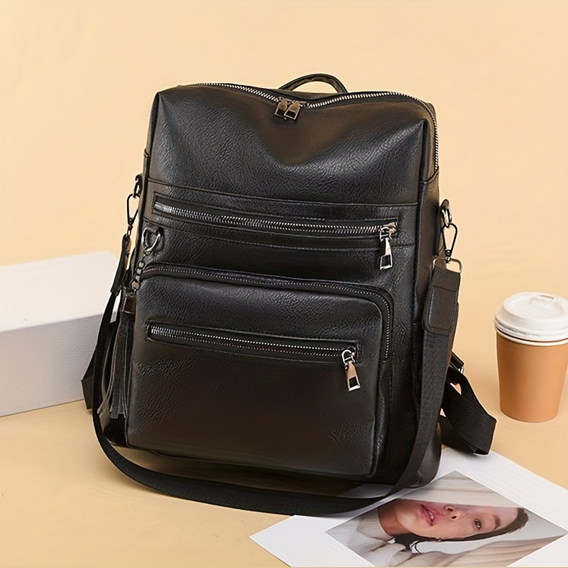 Vintage Printed Backpack, Women's Pu Leather Daypack, Casual School Bag For  Travel Work - Temu United Arab Emirates