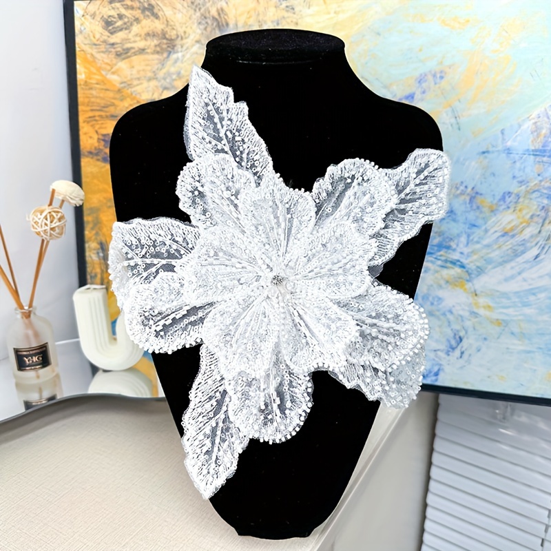 

1pc New Clothing Accessories With Skirt Corsage, White Multi-layer Sequins Nail Beads Decoration
