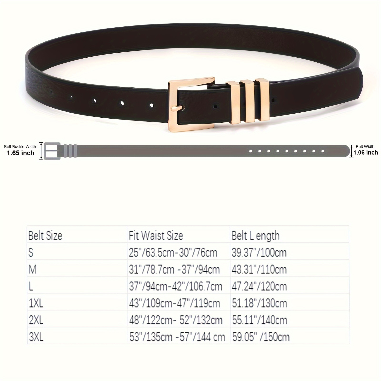 Women's Leather Belt Plus Size Square Buckle Waist Belt for Jeans Pants