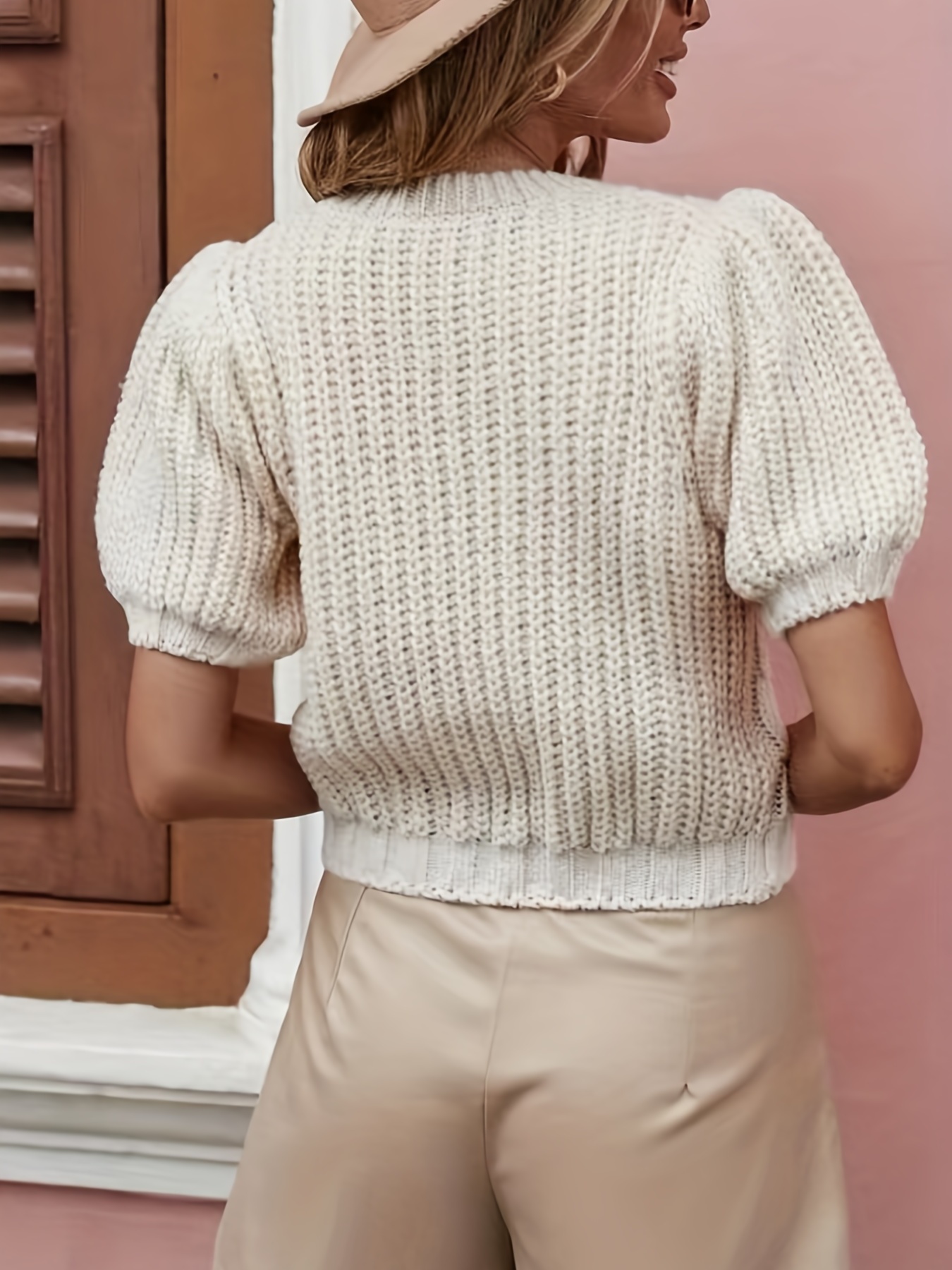 White puff sleeve outlet jumper