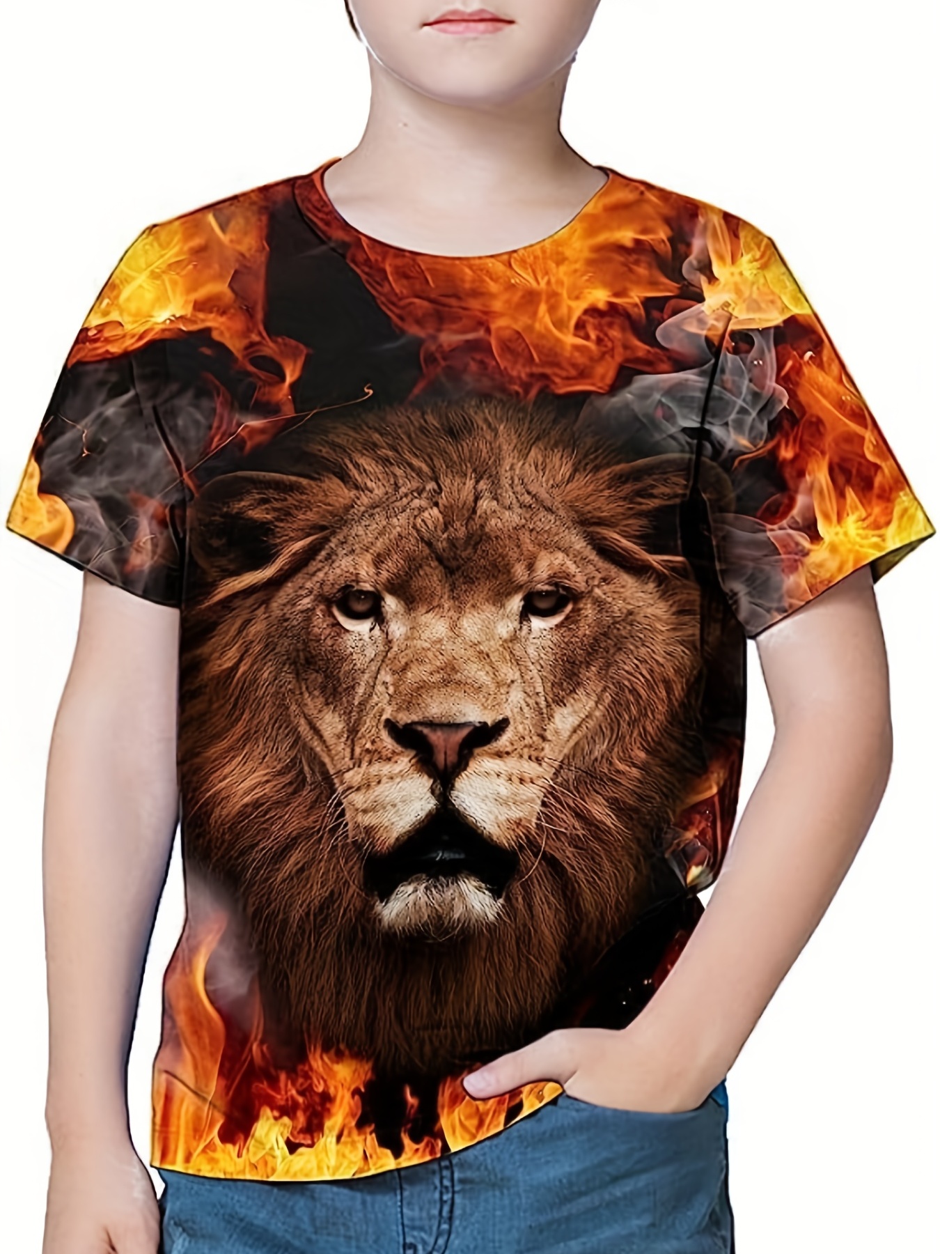 Trendy Tiger 3d Print Boys Creative T-shirt, Casual Lightweight Comfy Short  Sleeve Tee Tops, Kids Clothings For Summer - Temu United Arab Emirates