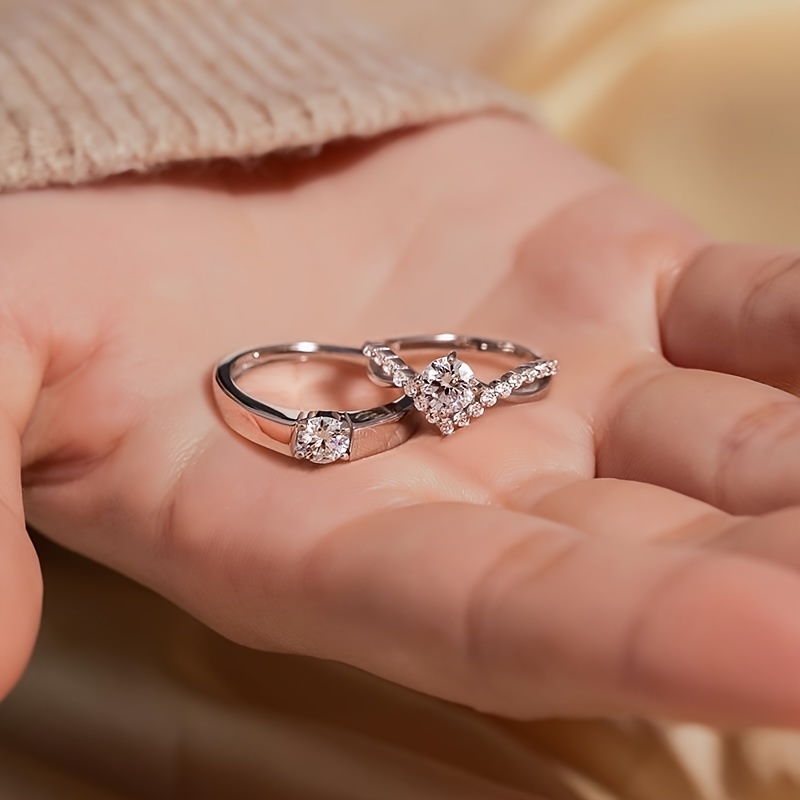 Crowning Love Couple Ring, Moissanite Diamond