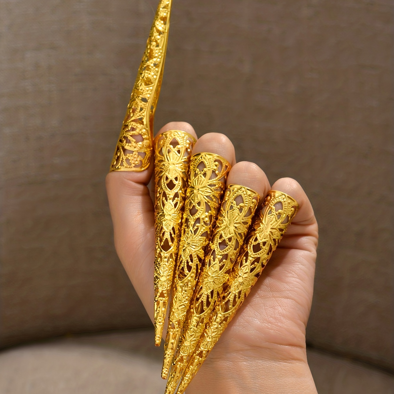 Gold finger nail on sale rings