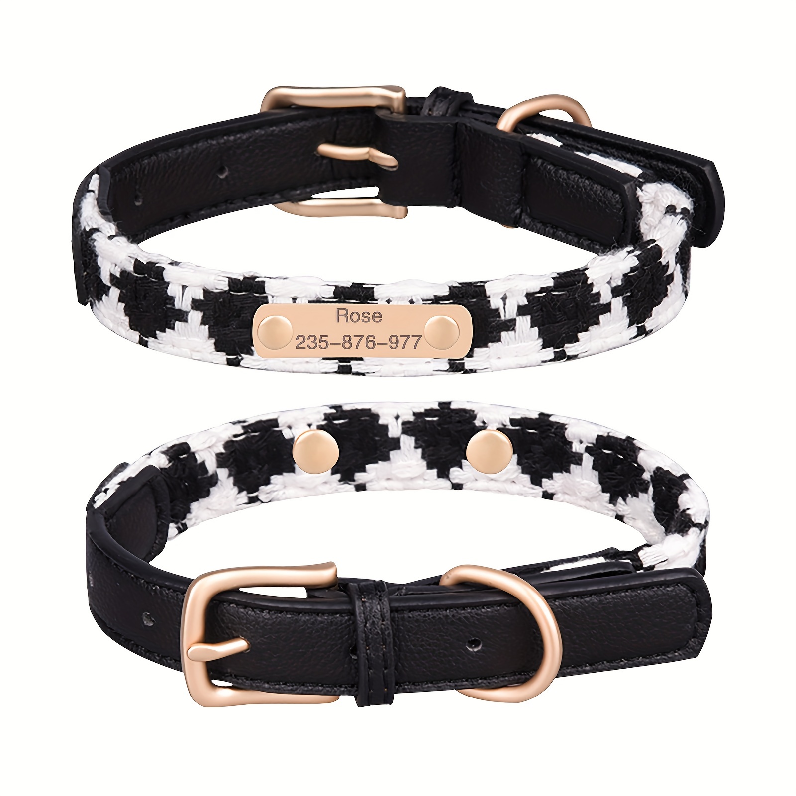 Customized Summer Black Breathable Woven Plaid Pet Collar, Lettering  Anti-lost Pet Collar, Soft Dog Collar Breathable Dog Collar With Padded  Adjustabl