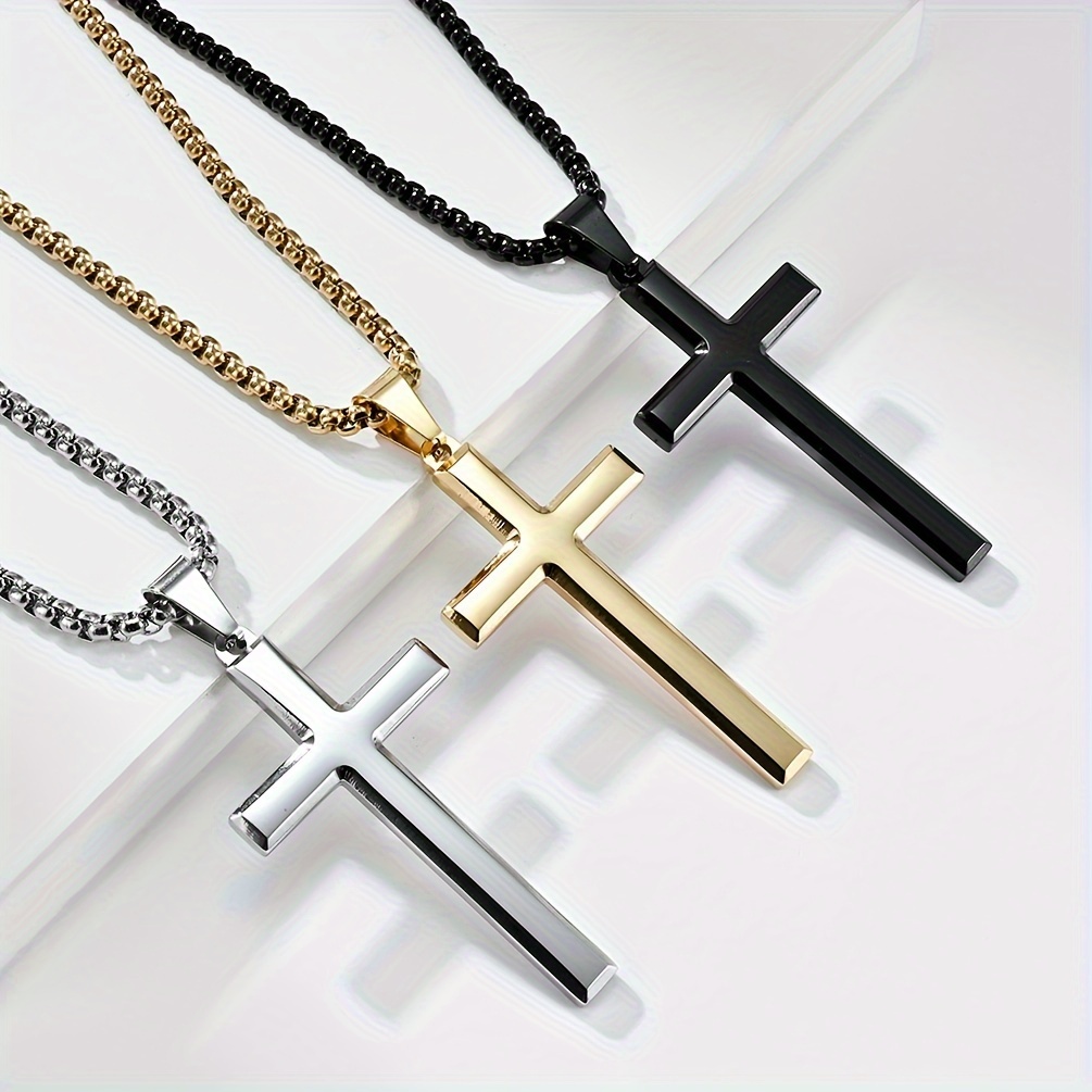 

1pc Stainless Steel Cross Pendent Necklace For Men, Father's Day Gift