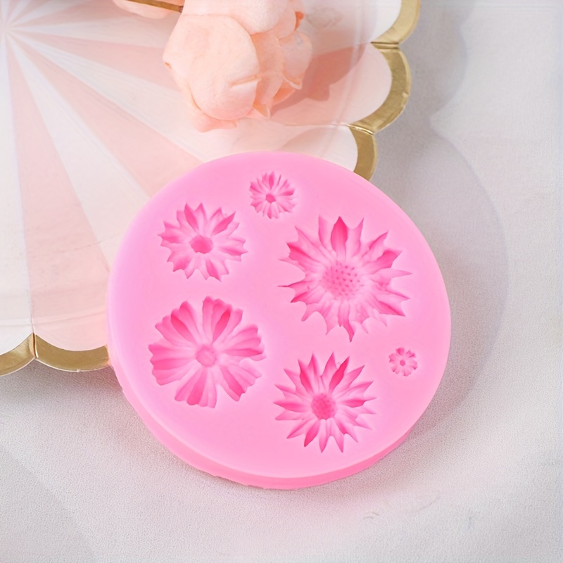 3D Mould Cutting Tools Sunflower Rose Flowers Shape Silicone Mold