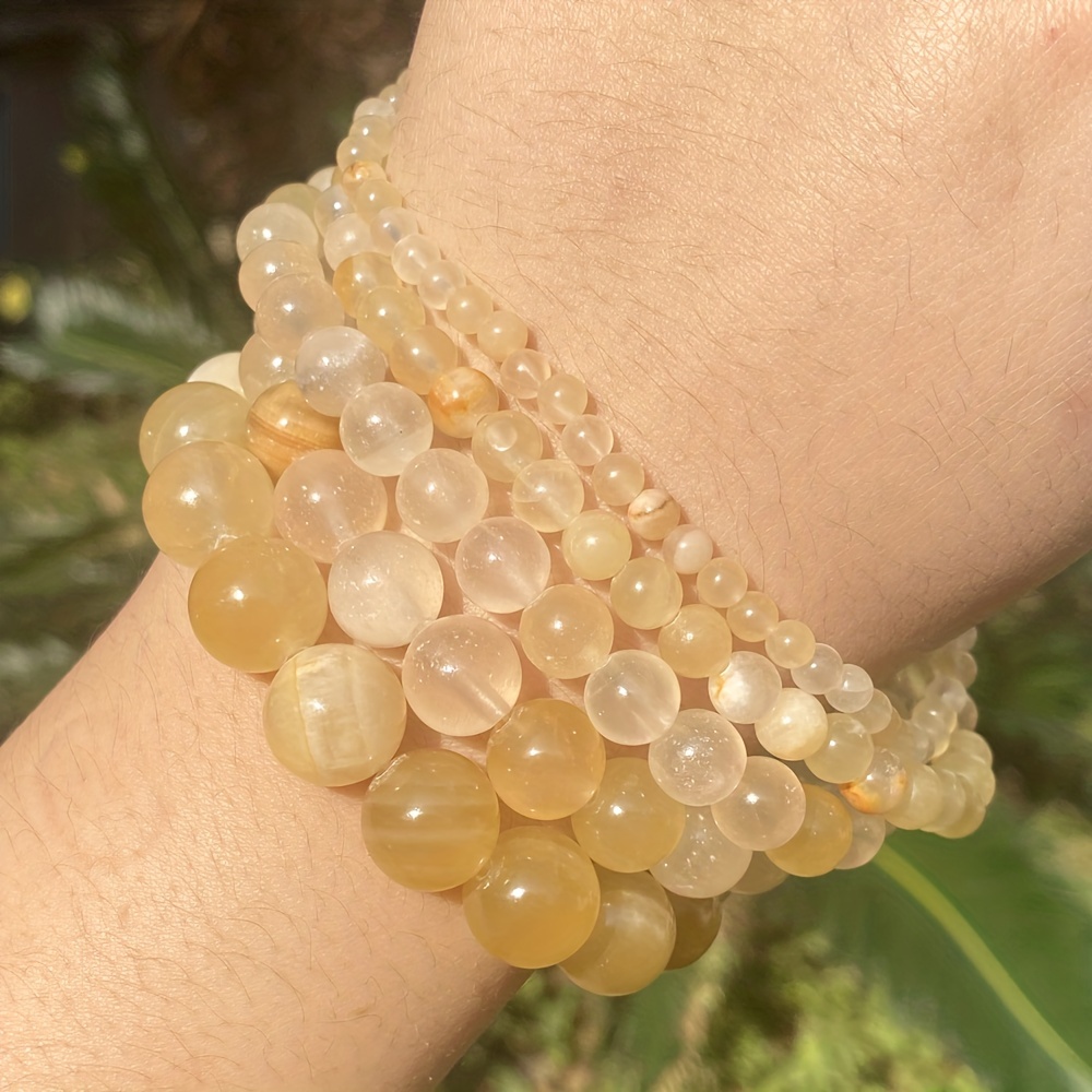 Natural Stone Yellow Chalcedony Jade Beads Round Loose - Temu