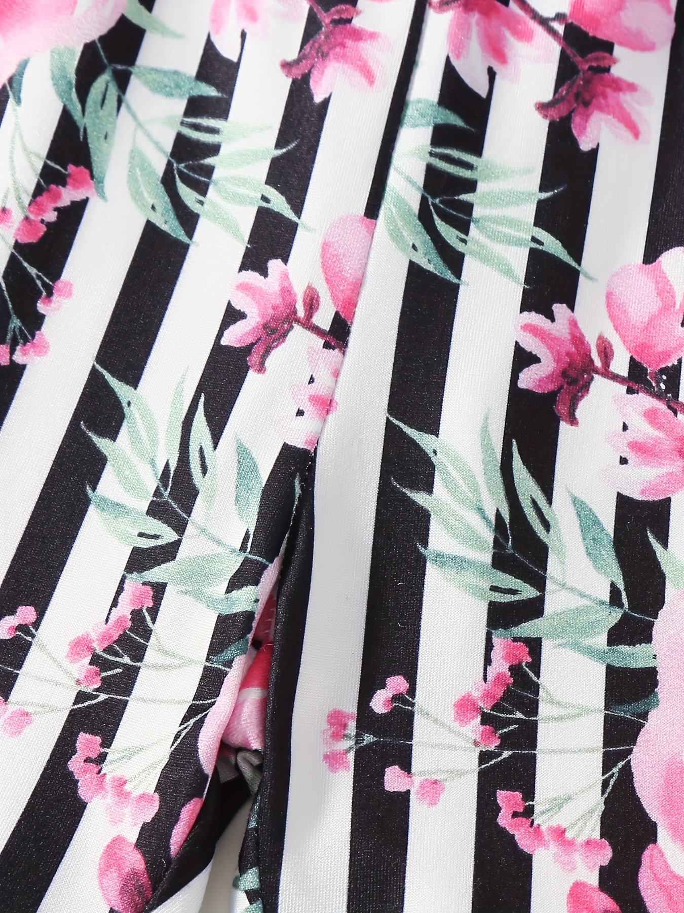 Girls' Striped Flower Print Thin Casual Shorts