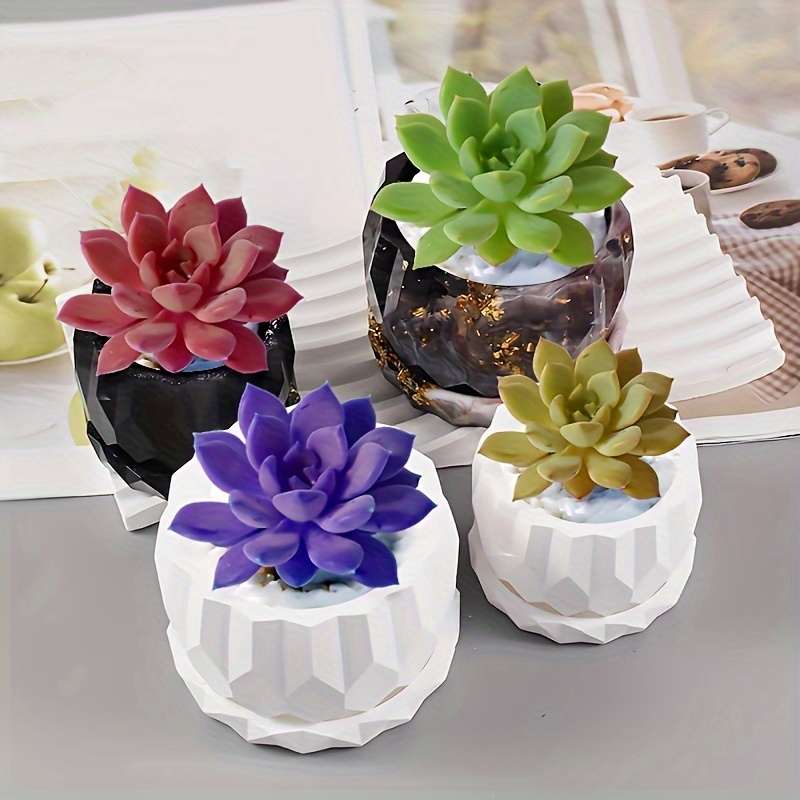 Hexagonal Round Flower Container Molds, Extra Large Silicone Planter Molds