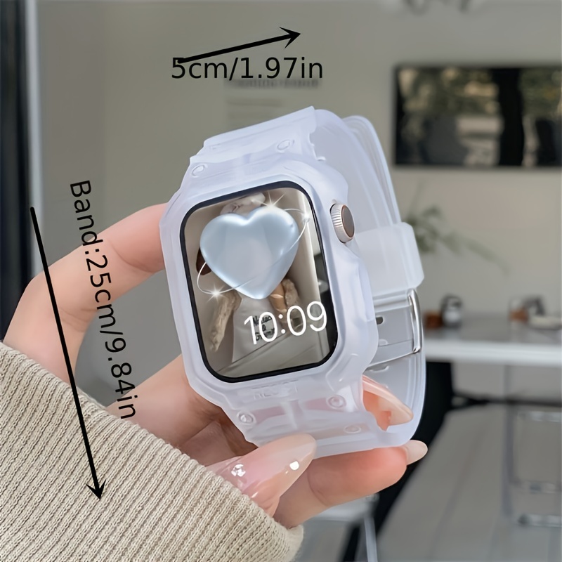 Silicone Strap Band Transparent Case For Apple Watch 40/41/44/45mm
