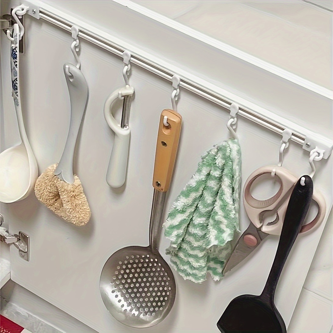 Wall Mounted Kitchen Hook Rack No-Punching Wall Hangers Rail