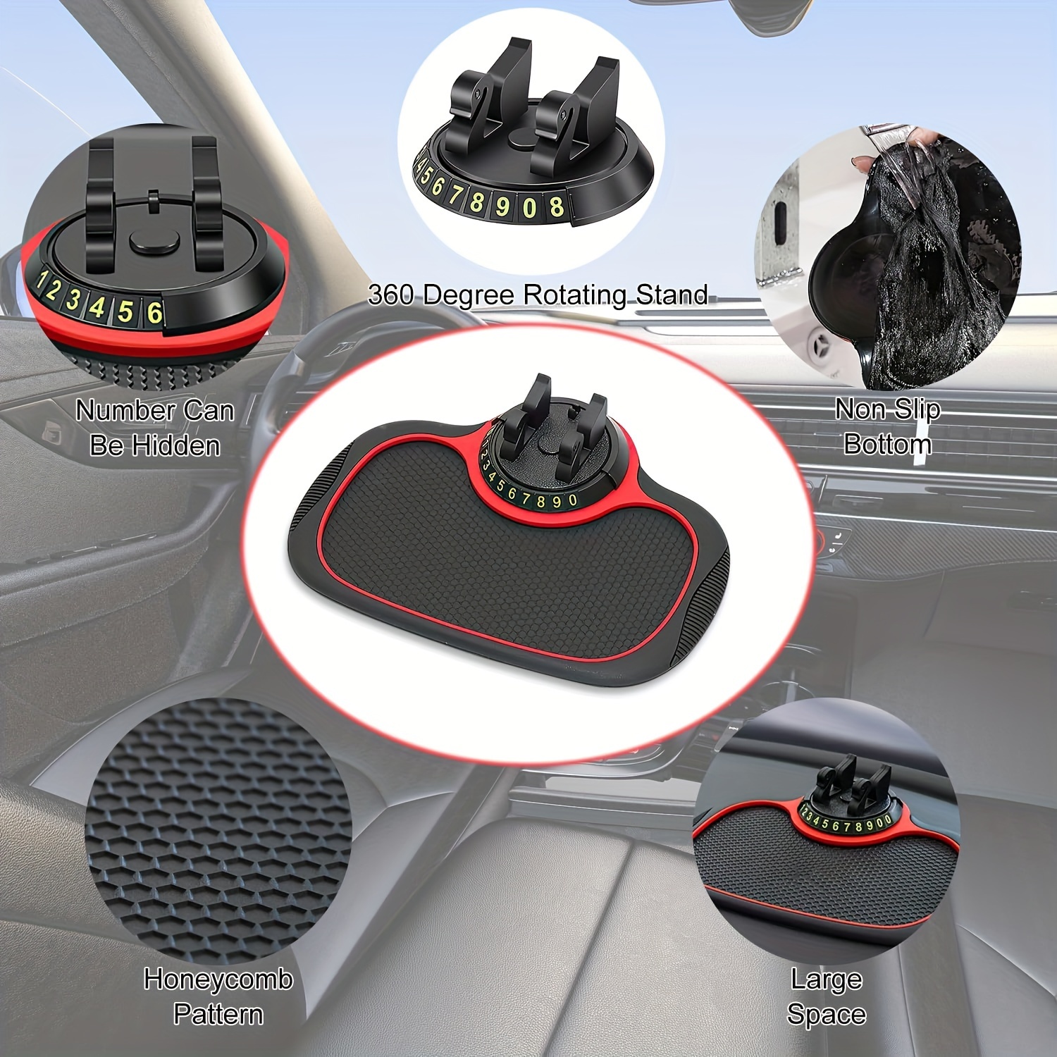 Multifunktionale Anti-Rutsch-Matte für das Auto, 360 ° drehbarer
