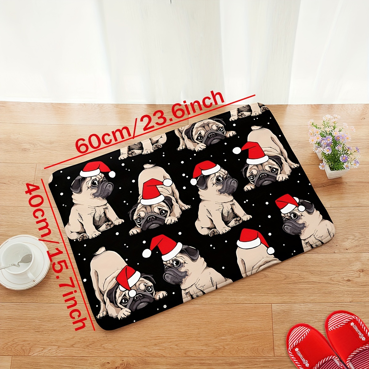 TEMU 1pc Cute Dog Printing Floor Mat For Bedroom Bedside Decor, Living Room Large Area Rugs, Kitchen Washable Long Carpet, Dining Room Lounge Carpet