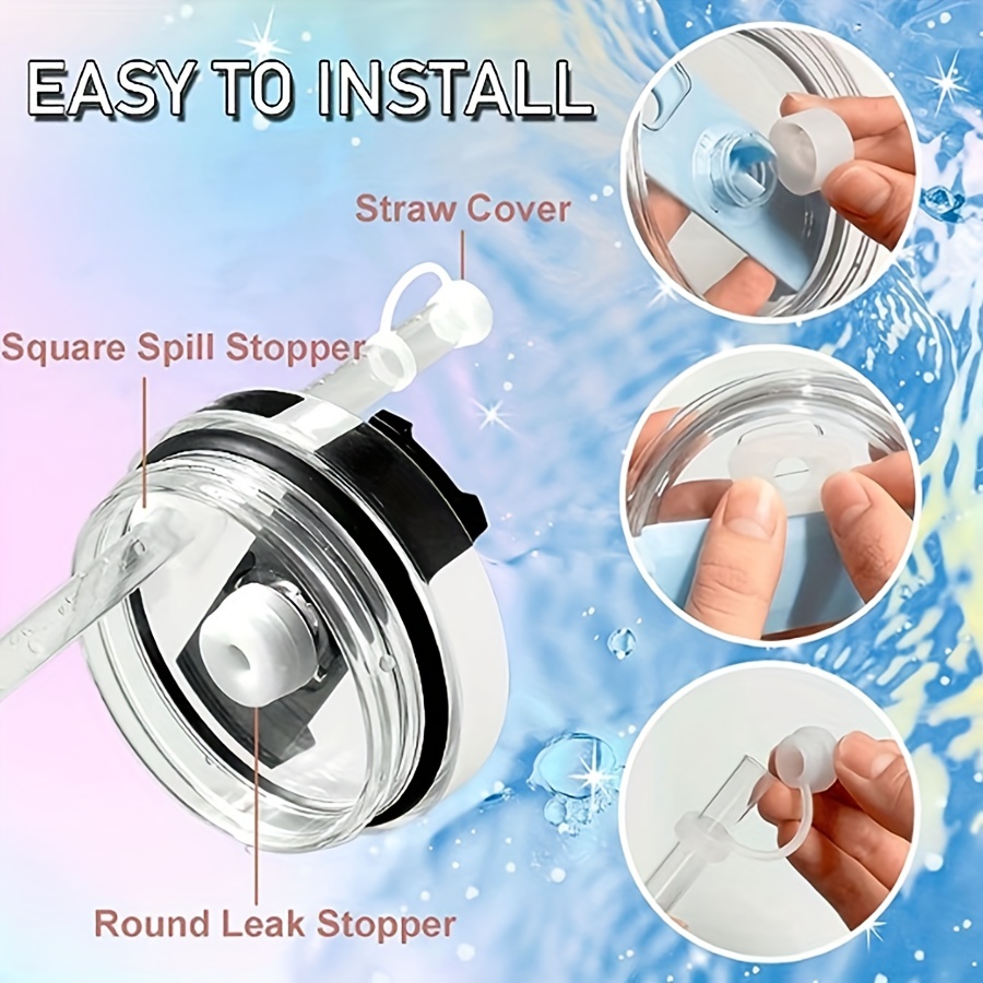 Round Straw Cover Cap Silicone Straw Lid