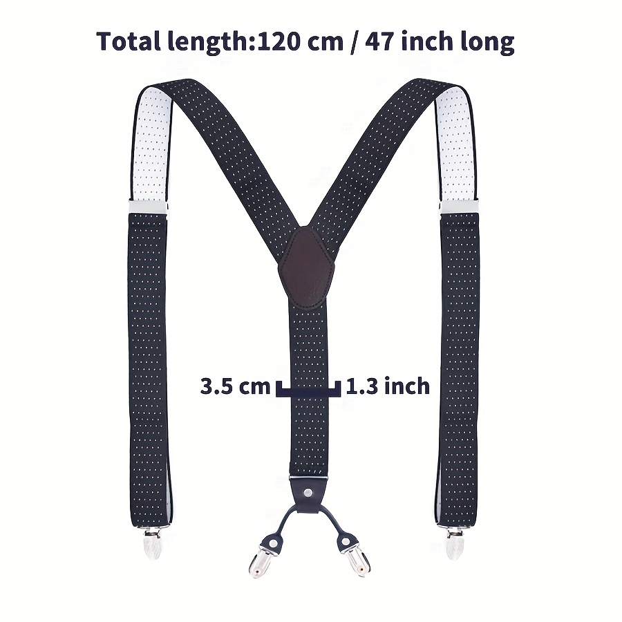 Mens Black X-Back Clip-on Suspenders Adjustable Elastic Retro