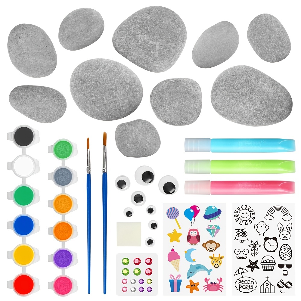 XXTOYS Rock Painting Kit for Kids,Crafts for Kids 6-8,Glow in The Dark Rock  Painting,Creativity Crafts Kids,Outdoor Arts and Crafts for Boys & Girls