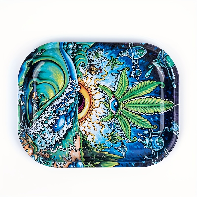 Cigarette Tray Rolling Tray Metal Tray Art Painting Smoking - Temu