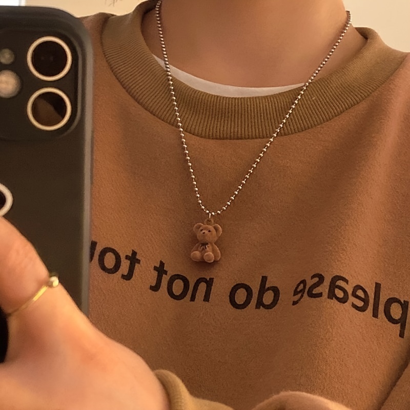 Dropship Cute Plush Bear Pendant Necklace For Girls Women Korean