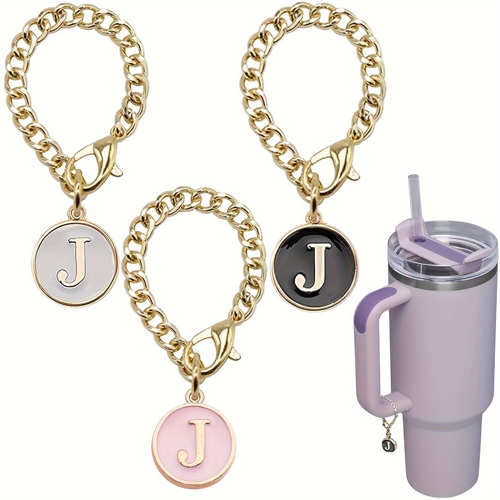 2pcs Initial Letter A-z Charms Pendant For Stanley Cup, Handle