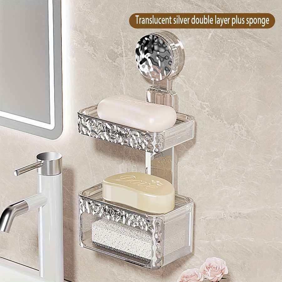 Wall-mounted Soap Holder With Drainage, Traceless Adhesive Soap