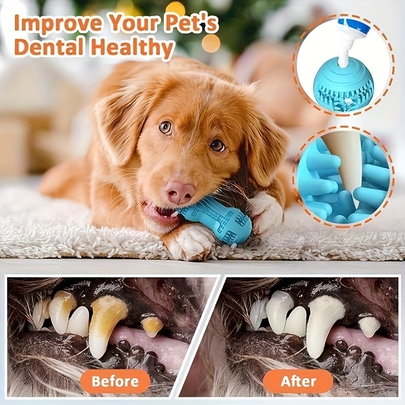 Dog Chew Toys Dog Toothbrush, Dog Toys For Aggressive Chewers And  Medium/large Dogs, Rubber Dog Squeaky Toys, Interactive Dog Toy For Training,  Teething And Cleaning Teeth - Temu