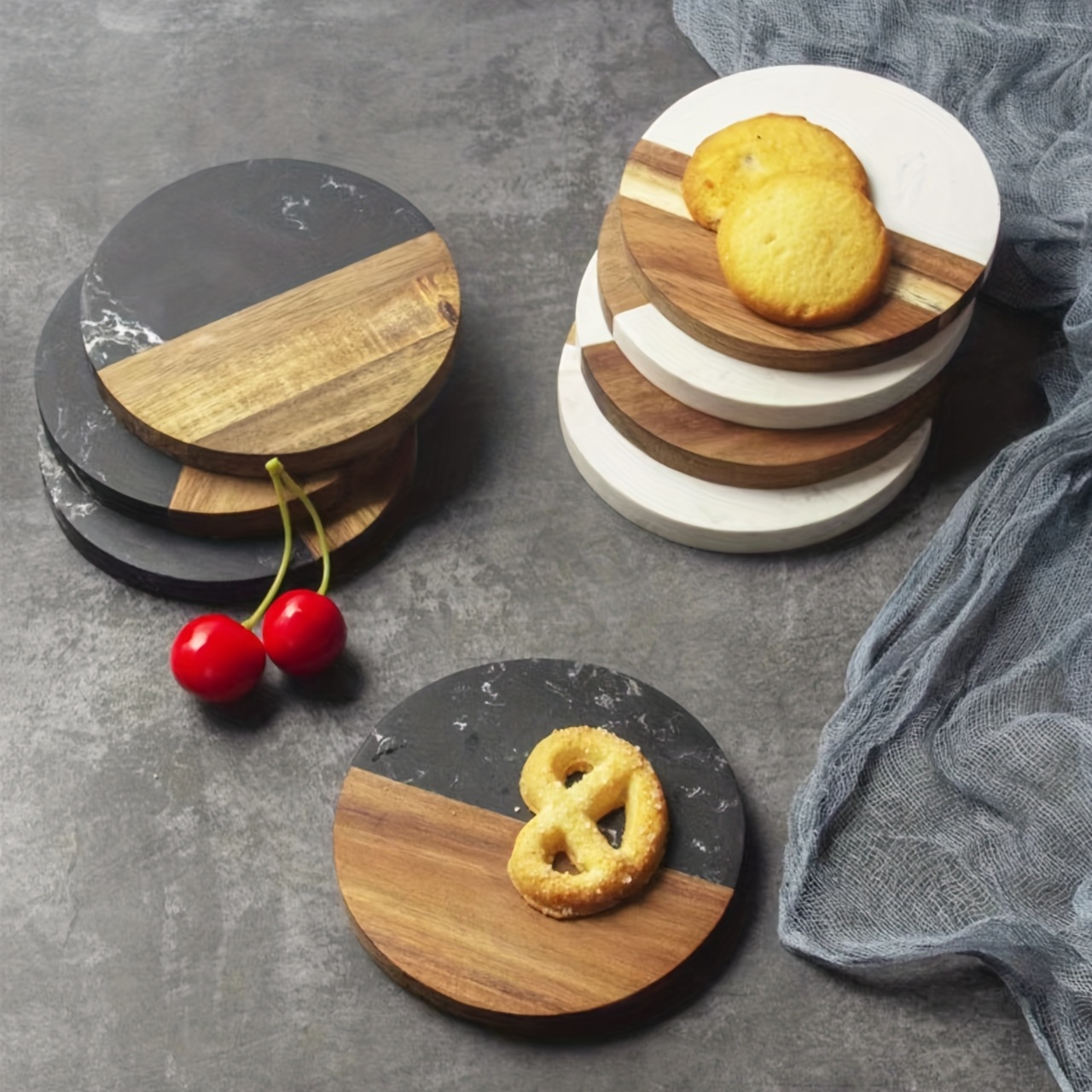Wooden Coasters for Drinks - Natural Wood Drink Coasters Set with Holder  for Modern Home Decor,Coasters for Coffee Table Tabletop Protection for Any